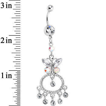 Clear Gem Aqua Cicero Butterfly Chandelier Belly Ring