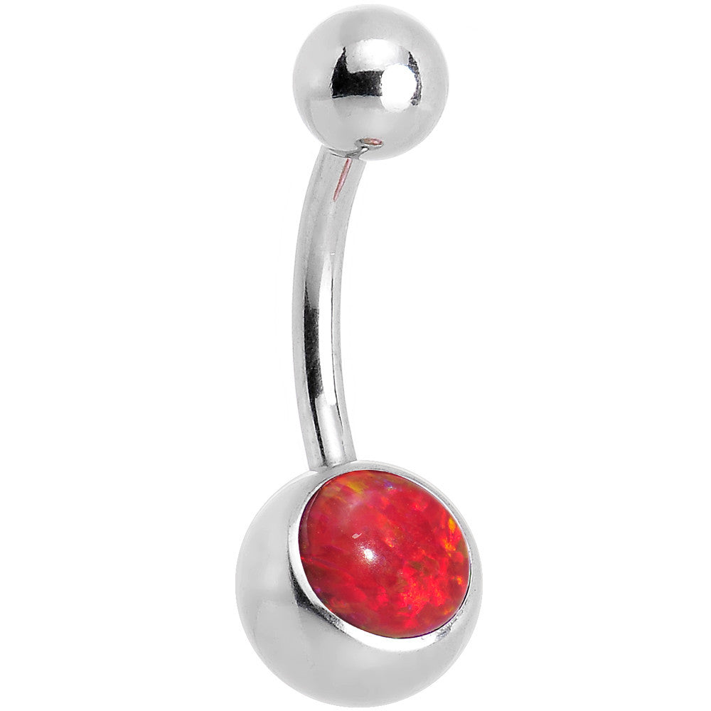 Red Mystical Imitation Opal Belly Ring