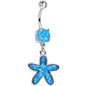 Blue Imitation Opal Carolina Starfish Dangle Belly Ring