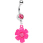 Pink Gem Fresh from the Garden Pink Flower Dangle Belly Ring