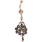 Clear Gem Rose Gold Plated Dancing Skirt of Stars Dangle Belly Ring