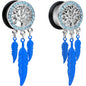 9/16 Blue Gem Steel Single Flare Tree of Life Dangle Plug Set