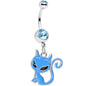 Aqua Gem Kitten Dangle Belly Ring