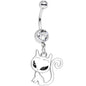 Clear Gem Kitten Dangle Belly Ring