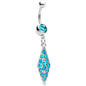 Aqua Paved Icicle Dangle Belly Ring