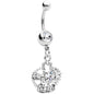 Clear Gem Crown Dangle Belly Ring