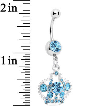 Aqua Gem Crown Dangle Belly Ring