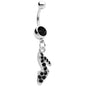 Black Gem Paved High Heel Shoe Dangle Belly Ring