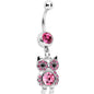 Pink Gem Burrowing Owl Dangle Belly Ring