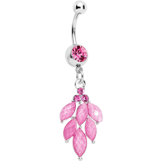 Pink Gem Elegant Chandlier Dangle Belly Ring