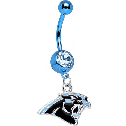 Officially Licensed NFL Carolina Panthers Dangle Belly Ring