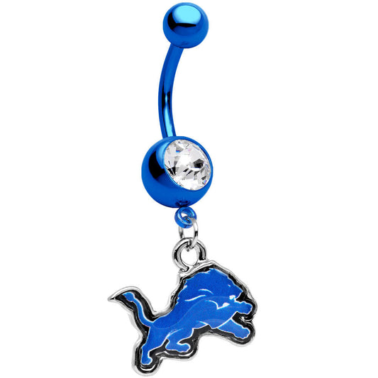 Officially Licensed NFL Detroit Lions Dangle Belly Ring