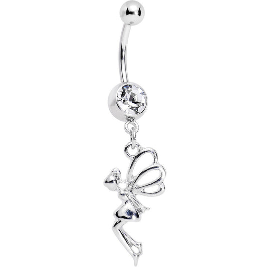 Clear Gem Hovering Fairy Dangle Belly Ring