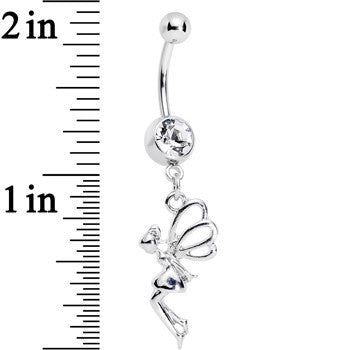 Clear Gem Hovering Fairy Dangle Belly Ring