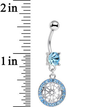 Blue Gem Wear Me Out Woven Pattern Dangle Belly Ring