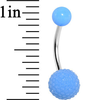 Light Blue Acrylic Textured Ball Belly Ring