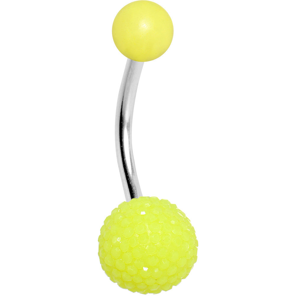 Yellow Acrylic Textured Ball Belly Ring