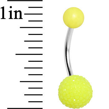 Yellow Acrylic Textured Ball Belly Ring