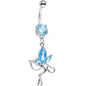 Aqua Cubic Zirconia Meadow Fairy Dangle Belly Ring