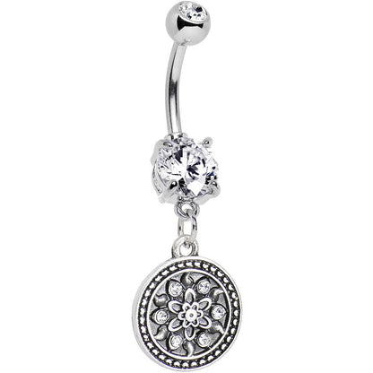 Clear Gem Sparkling Mandala Medallion Dangle Belly Ring