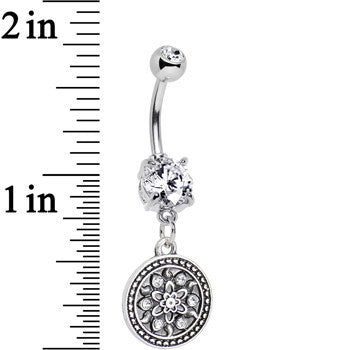 Clear Gem Sparkling Mandala Medallion Dangle Belly Ring