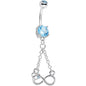 Suspended in Infinity Aqua Gem Dangle Belly Ring
