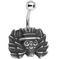 Top-hat Skull and Laurels Bottom Charm Belly Ring