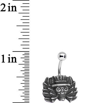 Top-hat Skull and Laurels Bottom Charm Belly Ring