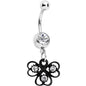 Clear Czech Stone Black Swirl Trio of Love Dangle Belly Ring