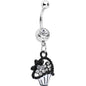 Clear Czech Stone Basket of Flowers Dangle Belly Ring