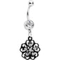 Clear Czech Stone Black Quinate Romance Dangle Belly Ring