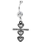Clear Czech Stone Black Snowman of Love Dangle Belly Ring