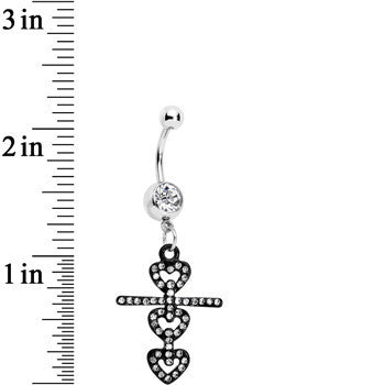 Clear Czech Stone Black Snowman of Love Dangle Belly Ring