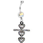 Aurora Czech Stone Black Snowman of Love Dangle Belly Ring