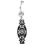 Clear Czech Stone Black Victorian Design Dangle Belly Ring