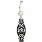 Aurora Czech Stone Black Victorian Design Dangle Belly Ring