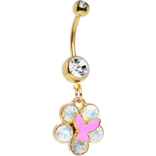 Gold Anodized Iridescent Gem Nature's Wonder Dangle Belly Ring