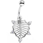 Clear CZ Gem Lattice Style Hawthorne Leaf Dangle Belly Ring