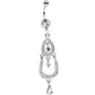 Clear Gem Shining Teardrop Horseshoe Dangle Belly Ring