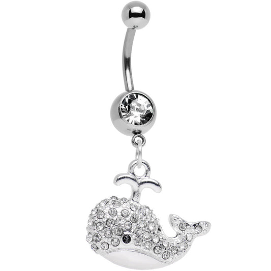 Clear Gem Wear Me Out Whale Dangle Belly Ring