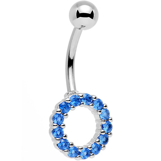 Blue Gem Stainless Steel Hollow Circle Belly Ring