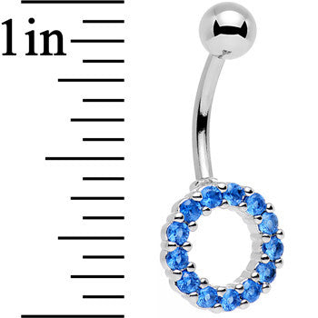 Blue Gem Stainless Steel Hollow Circle Belly Ring