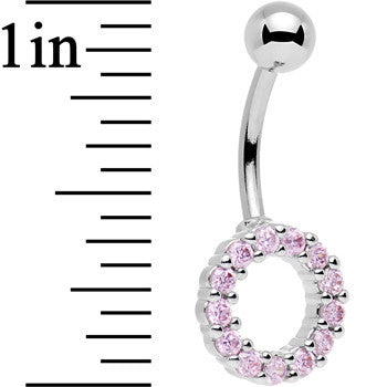 Pink Gem Stainless Steel Hollow Circle Belly Ring