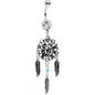 Clear Gem Sun and Moon Feather Celestial Daydream Dangle Belly Ring