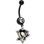 Licensed NHL Clear Gem Black Anodized Pittsburgh Penguins Belly Ring