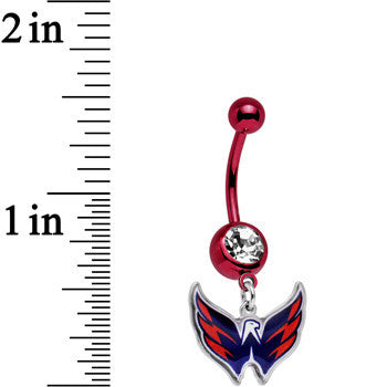 Licensed NHL Clear Gem Red Anodized Washington Capitals Belly Ring