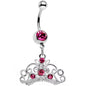 Pink Gem Ornate Imperial Crown Dangle Belly Ring