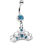 Aqua Gem Ornate Imperial Crown Dangle Belly Ring