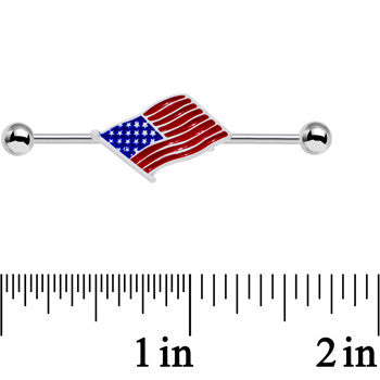 14 Gauge USA Old Glory American Flag Industrial Barbell 38mm