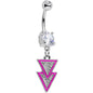 Clear Gem Pretty Popstar Pink Tiered Triangles Dangle Belly Ring